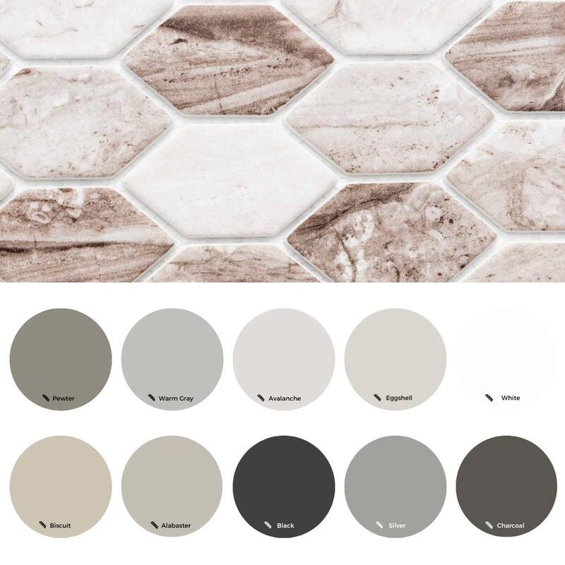 The Tile Life Recycled Serenity 1.75x2.88 Brown Matte Glass Hexagon Mosaic Wall & Backsplash Tile
