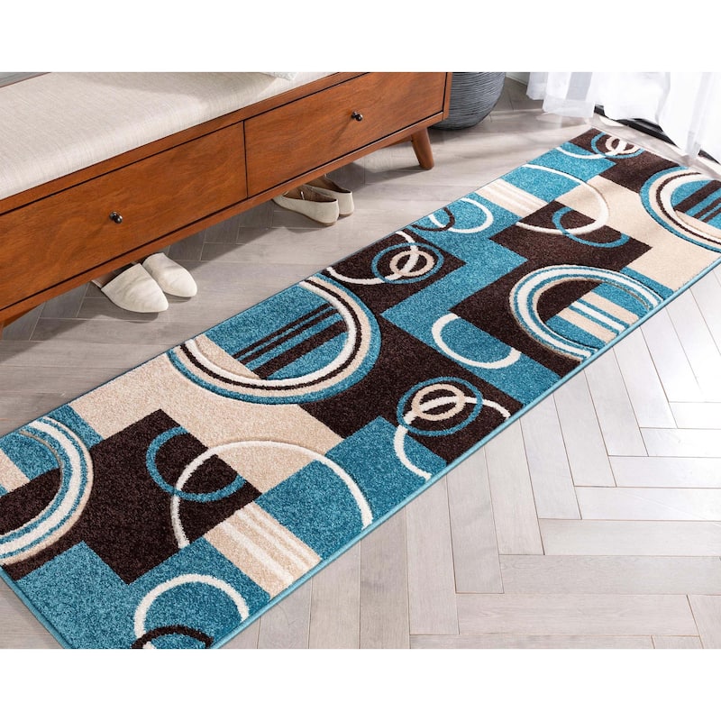 Well Woven Modern Geometric Arcs Shapes Runner Rug - 2' x 7'