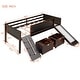 preview thumbnail 5 of 7, Espresso Pine Loft Bed with Climbing Frame, Rope, and Chalkboard - Twin Size with Slide