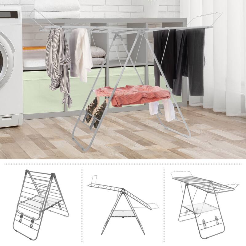 Everyday Home Indoor/Outdoor Folding Clothes Drying Rack