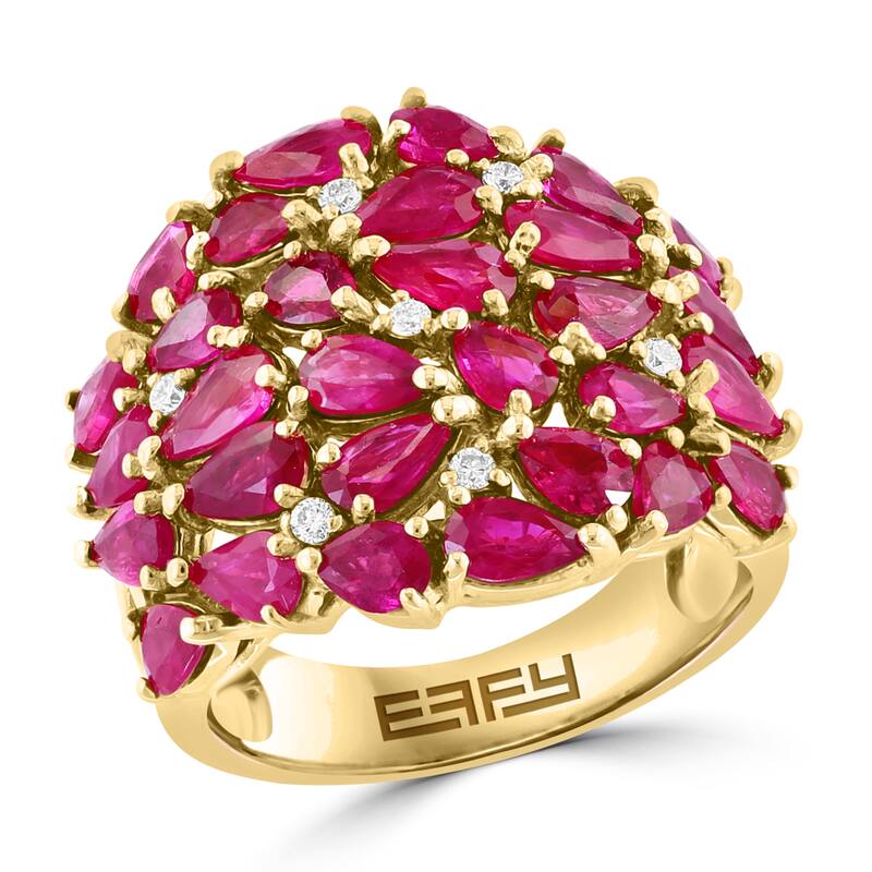 EFFY 14K Gold Diamond Natural Ruby Ring