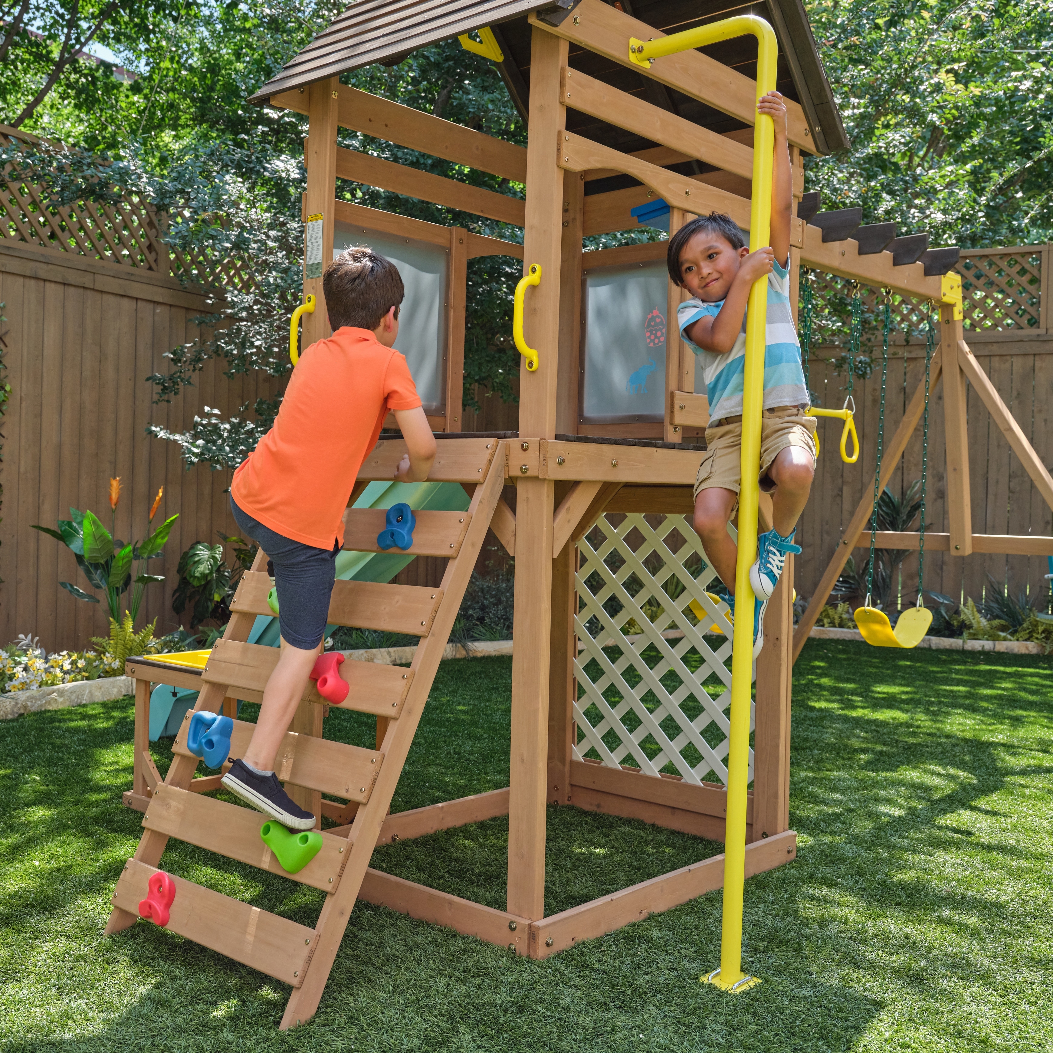 その他 Creative Playthings Wood Acrobats Creative Cove Wooden Swing Set with Art Supplies and Sand/Water