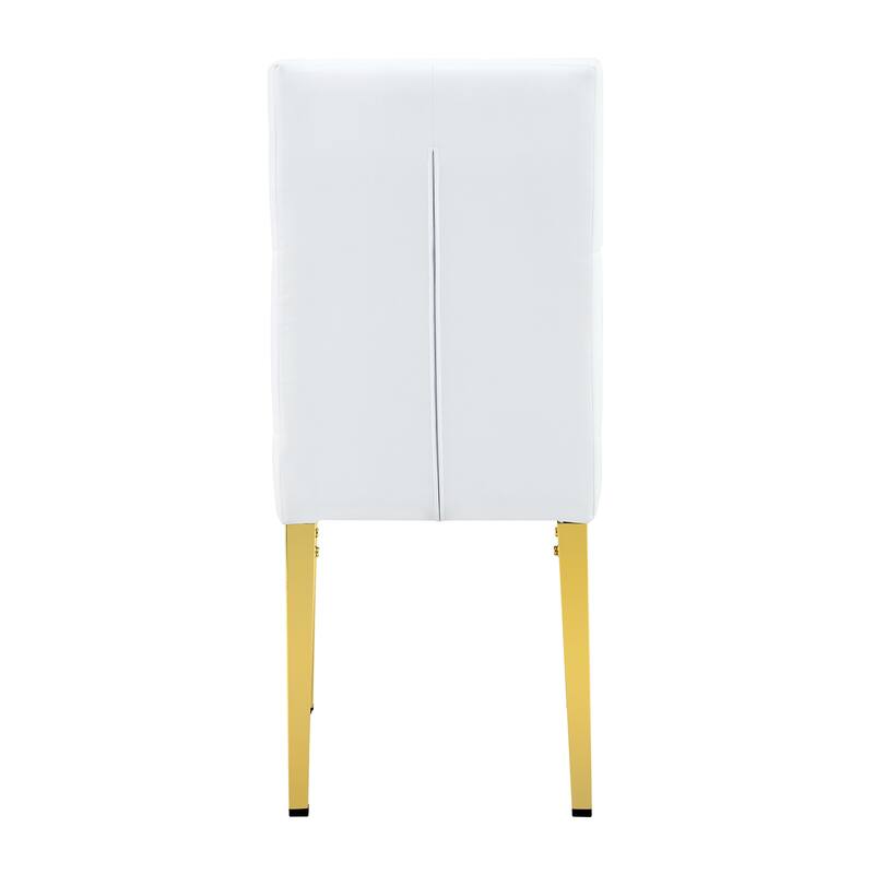 2 piece set of white armless dining chairs ,The grid and buckle design of the back