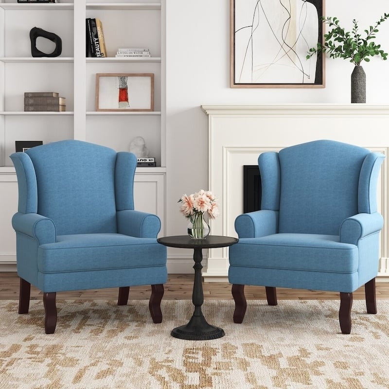 Elegant Living Room Wing Back Arm Chair Upholstered Accent Chair