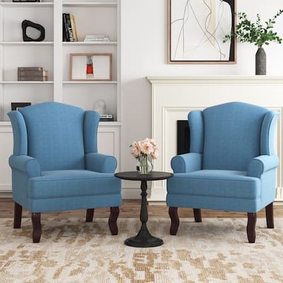Elegant Living Room Wing Back Arm Chair Upholstered Accent Chair