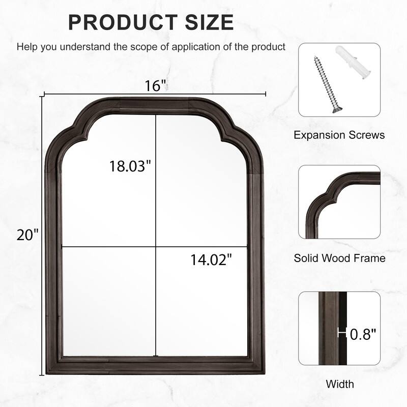 Top Corner Scalloped Rectangle Decorative Farmhouse Wall Mirror