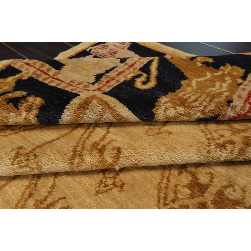 8'2''x9'10'' Hand Knotted Beige Wool Tibetan Transitional Area Rug - 8' 2'' x 9' 10''