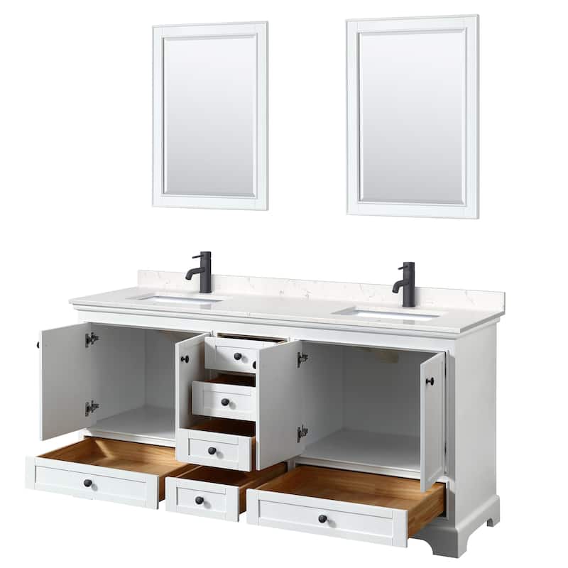 Deborah 72-inch Double Vanity, Cultured Marble Top, 24-inch Mirrors