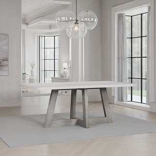 Carolina Chair & Table Largo Dining Table with Concrete Spray Top in Grey, 75x39.5x30 inches