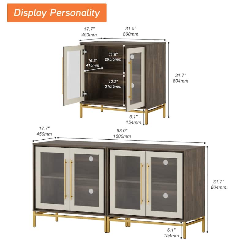 WAMPAT Modern Sideboard Buffet with Leather-Textured Doors
