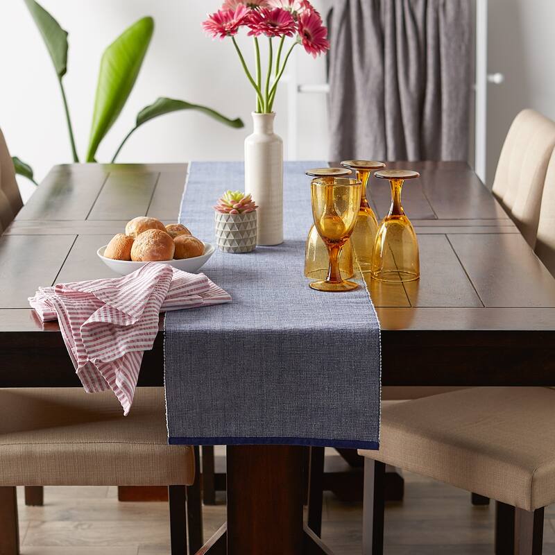 DII Mineral Eco-Friendly Chambray Fine Ribbed Table Runner 13x72 inches
