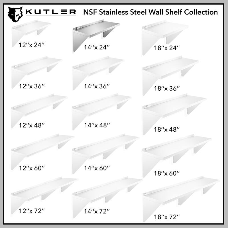 Stainless Steel Shelf NSF Commercial Kitchen Wall Shelving