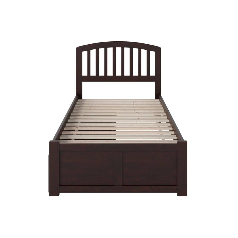 Richmond Twin XL Platform Bed with Footboard and 2 Drawers in Espresso