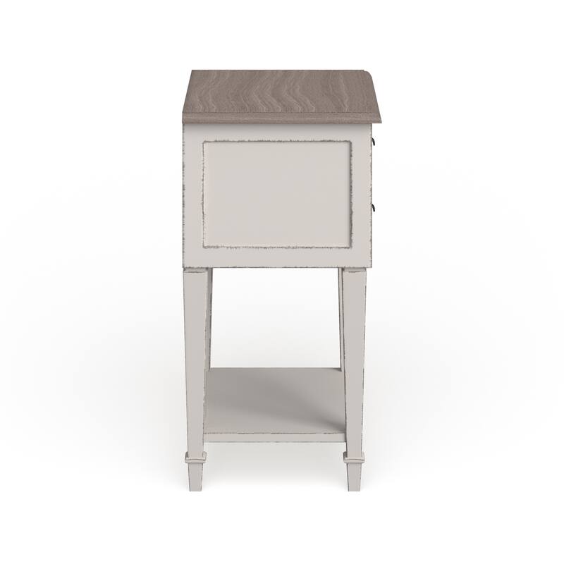 The Gray Barn Heart and Soil Weathered Oak and White Wash Distressed Finish Wood Nightstand