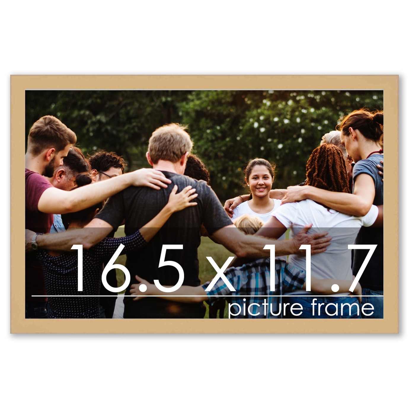 16.5x11.7 Traditional Natural Complete Wood Picture Frame with UV Acrylic, Foam Board Backing, & Hardware - Brown