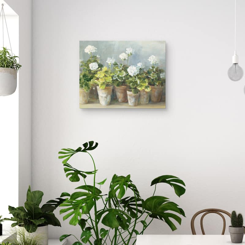 White Geraniums by Danhui Nai Canvas Art Print