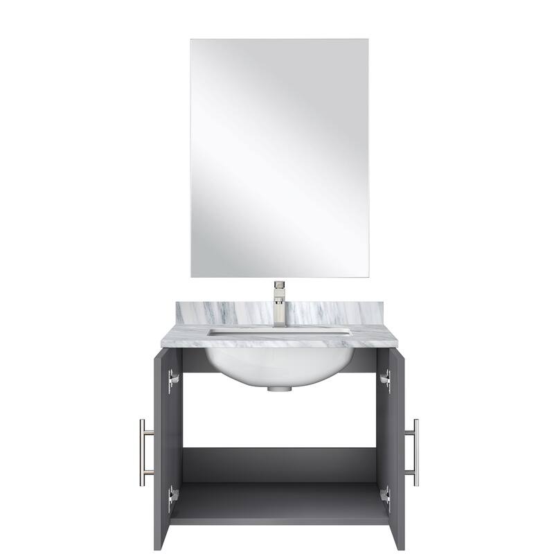 Bathroom Vanity Set with Marble Top, Single Hole Faucet, Mirror Included, Stainless Steel