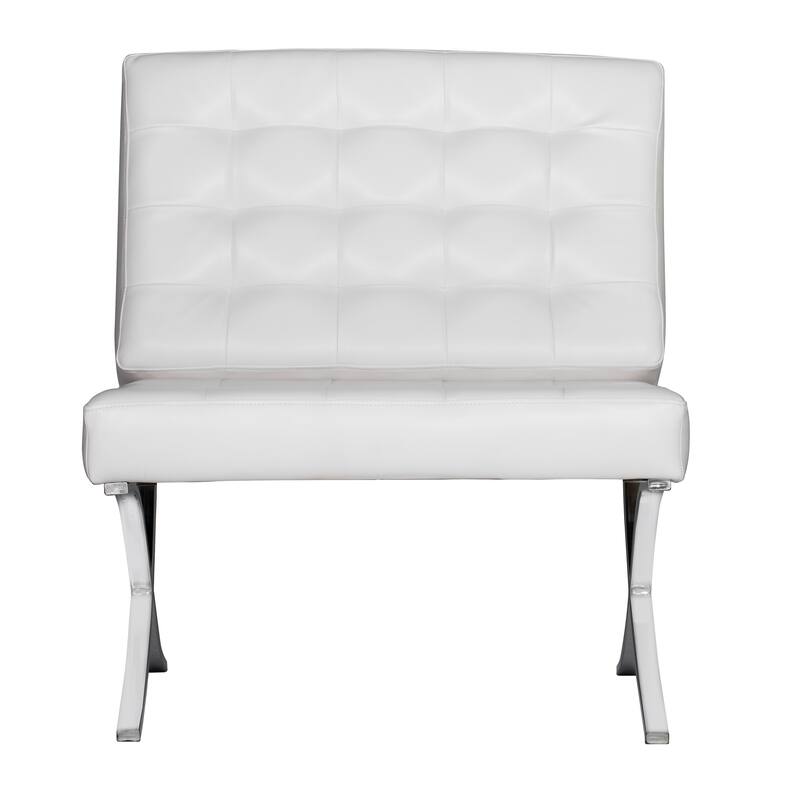 Attriom Bonded Leather and Metal Armless Mid Century Accent Chair - 30.25 x 26 x 34.75"