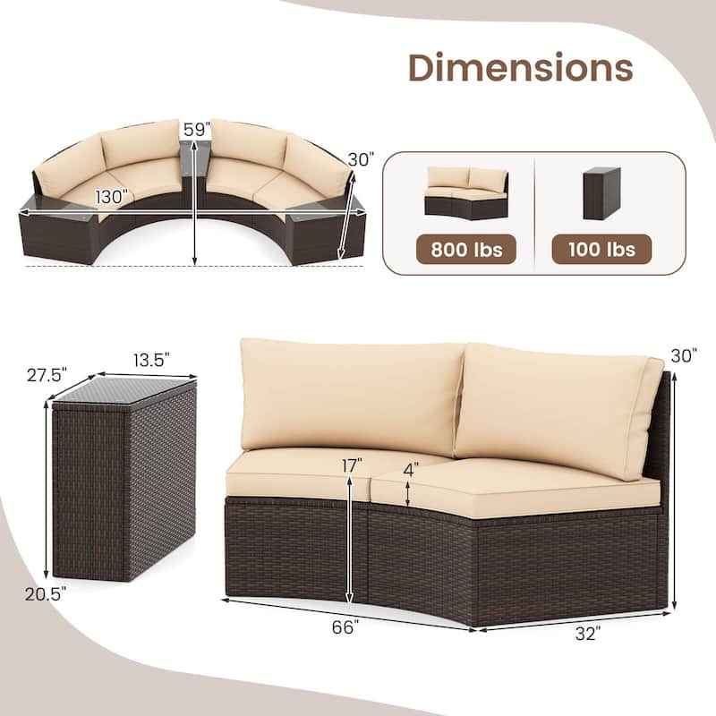 Costway 5 PCS Patio Furniture Set with Tempered Glass Top Side Tables - See Details