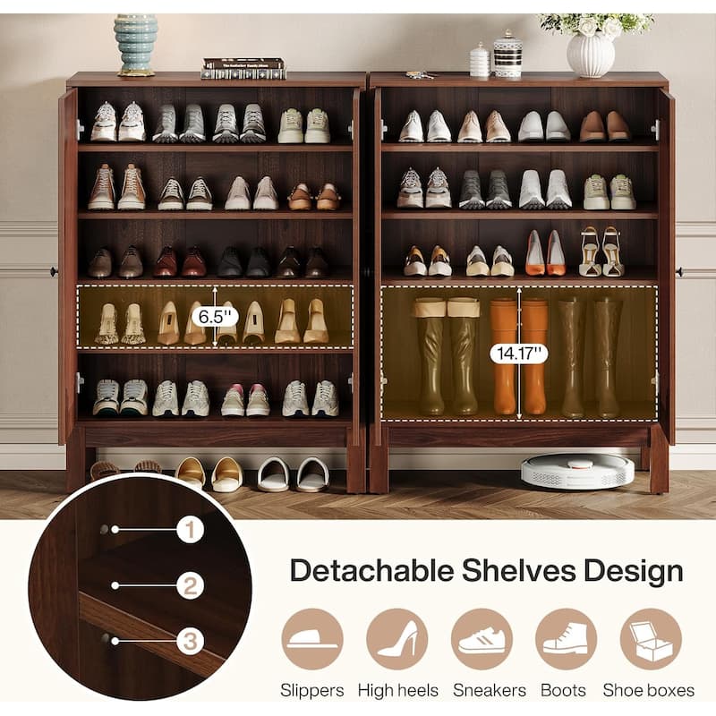 5-Tier Adjustable Shoe Cabinet with Doors for 20 Pairs