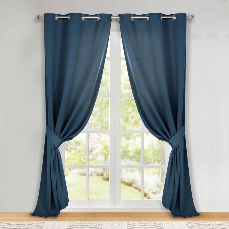 Superior Solid Machine Washable Room Darkening Blackout Curtains with Back Tabs, Set of 2