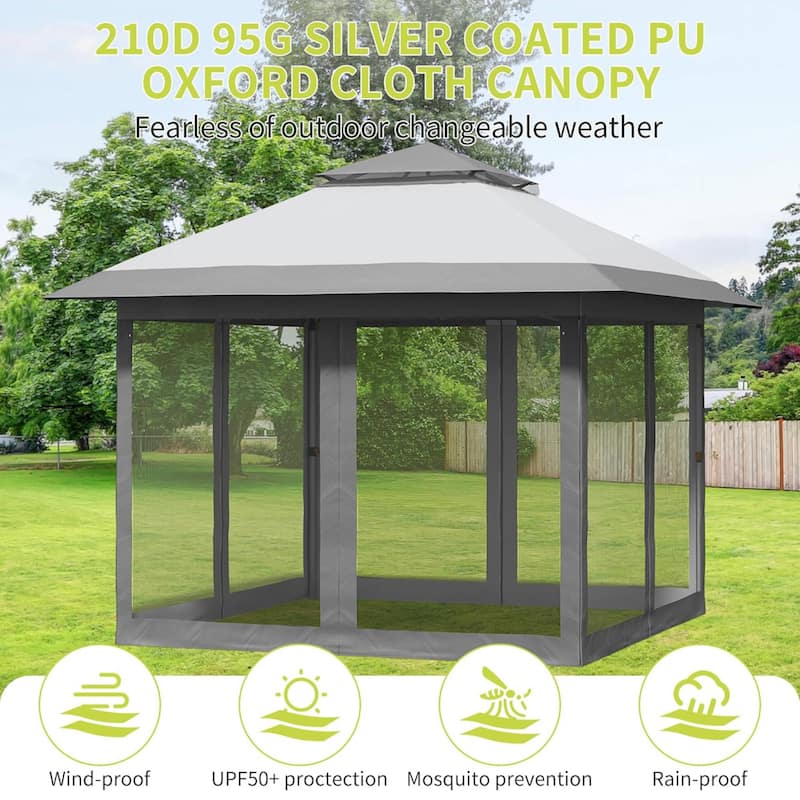 Modern Waterproof 10X10 Ft Instant Pop-Up Gazebo, All-Weather Canopy Tent for Patio, Garden, Backyard, Party - N/A