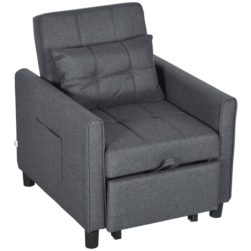 Sleeper Sofa Bed 3-in-1 Adjustable Sleeper with Pullout Bed 4 Pillows and Side Pockets Corduroy Convertible Sleeper Sofa Bed
