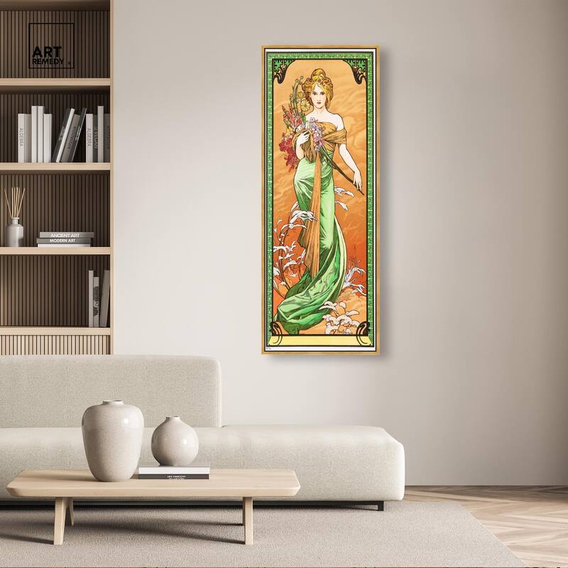Alfonse Mucha - Spring Panoramic Canvas by Art Remedy