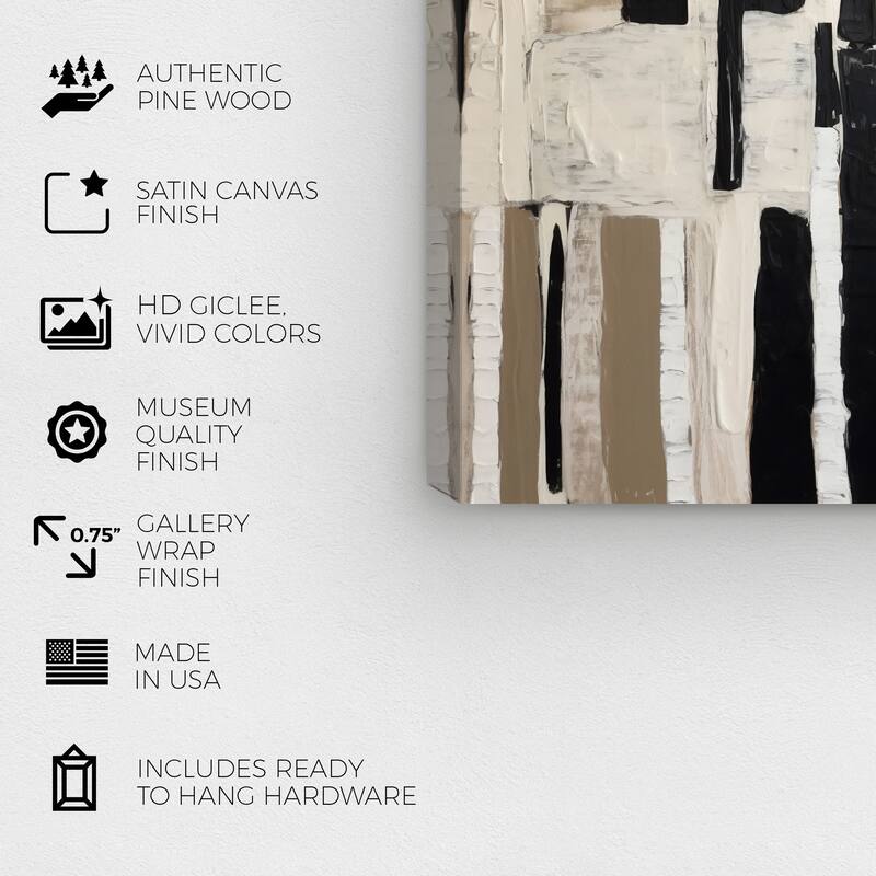 Wynwood Studio Abstract Targa White and Cream White Modern & Contemporary Wall Art Canvas Print