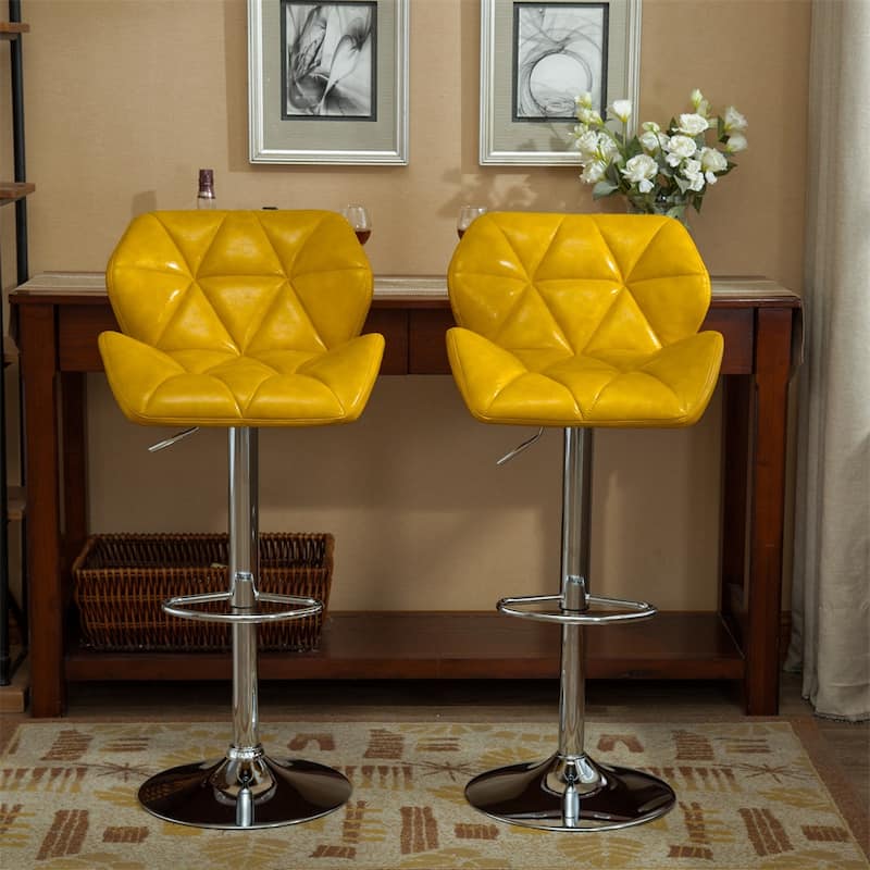 Contemporary Tufted Adjustable Height Hidraulic Bar Stools (Set of 2)