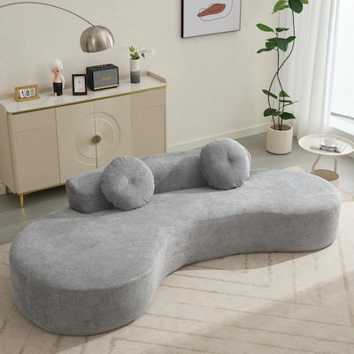 105.5'' Curved Modern Minimalist Cloud Couch Sofa, 2 Seater, Gray, No Assembly Required