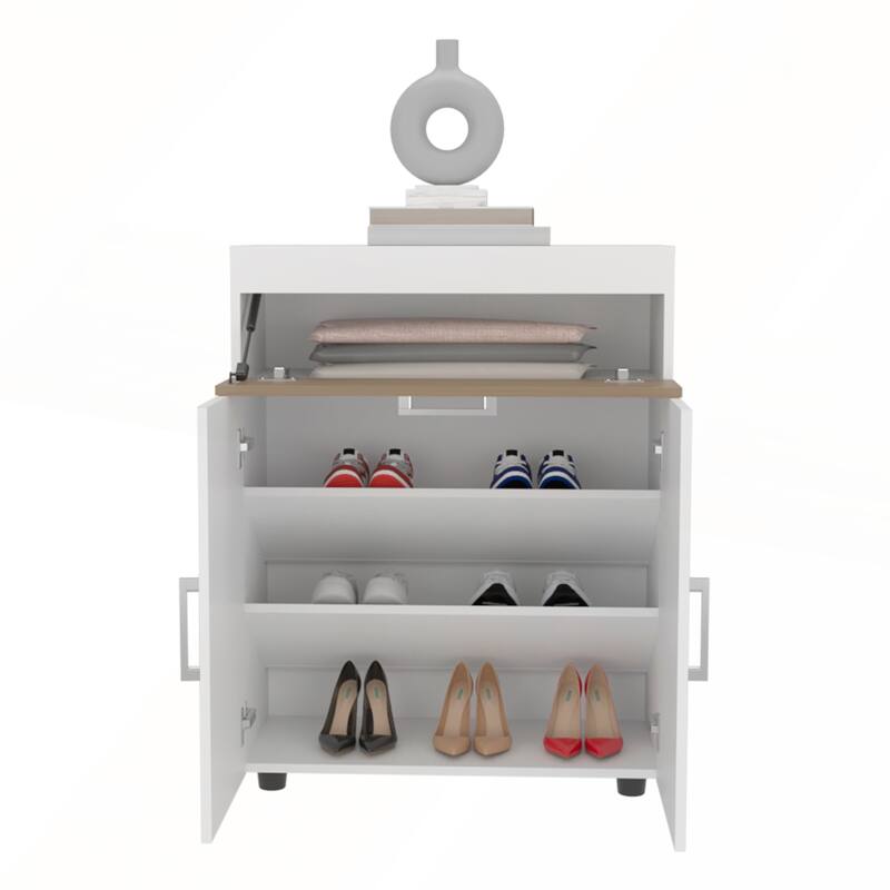 Freestanding Footwear Storage Cabinet with Double Doors and Interior Shelves