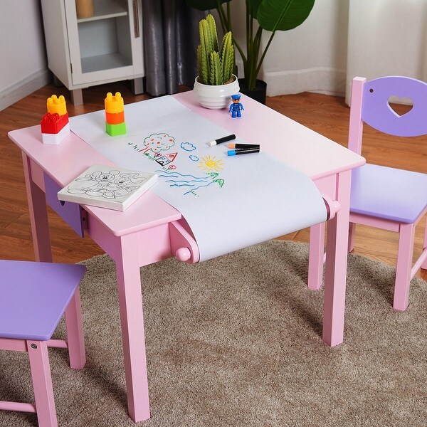 toddler art table with paper roll