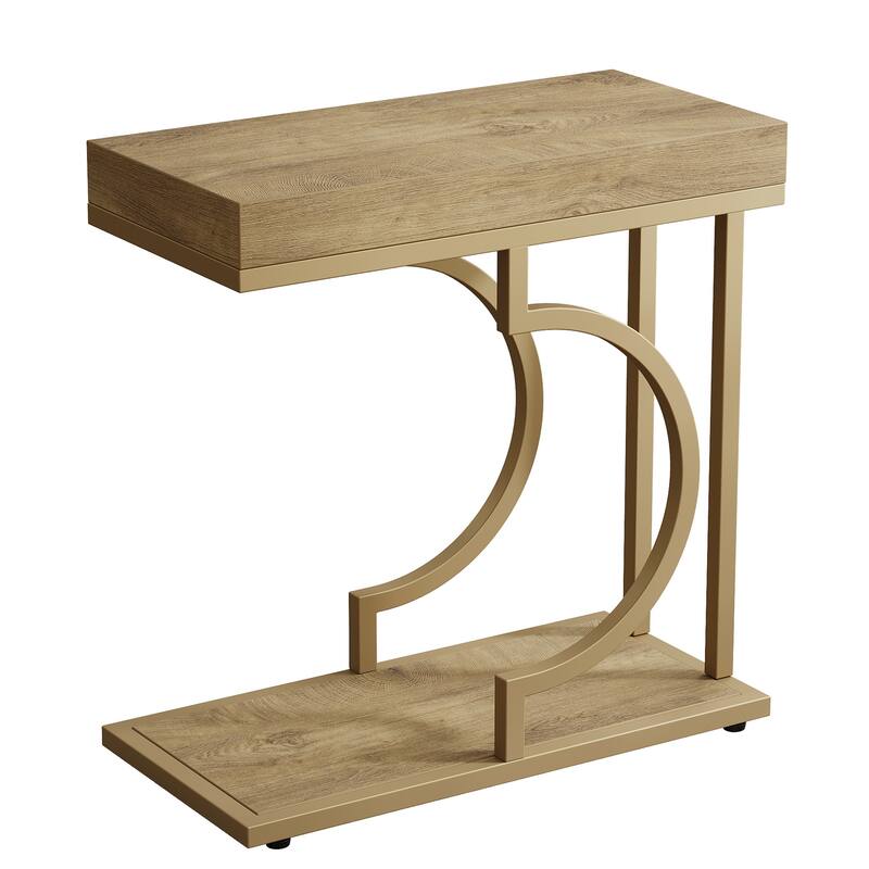 Narrow Side Table White Gold Side Table C Shaped End Table Modern Bedside Table