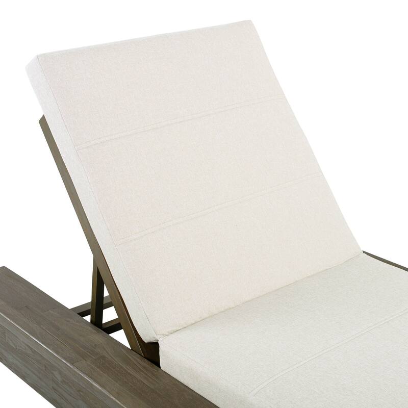 Christopher Knight Home - Amedea Outdoor Acacia Wood Chaise Lounge with Adjustable Backrest & Water-Resistant Cushion