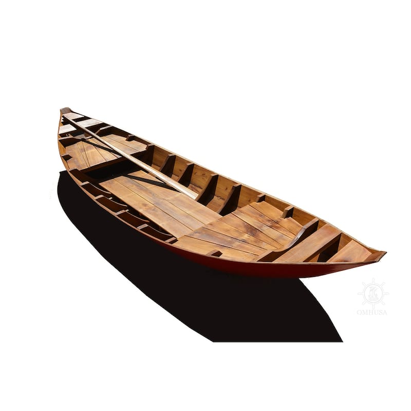 Small South East Asia Sampan Boat Red Bottom Thuyen Ba La Tam Ban
