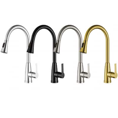 CB HOME Gold/Black/White/ Kitchen Faucet with Pull Down Sprayer, 18'' Gold/Black/Faucet for Kitchen Sink with Single Handle