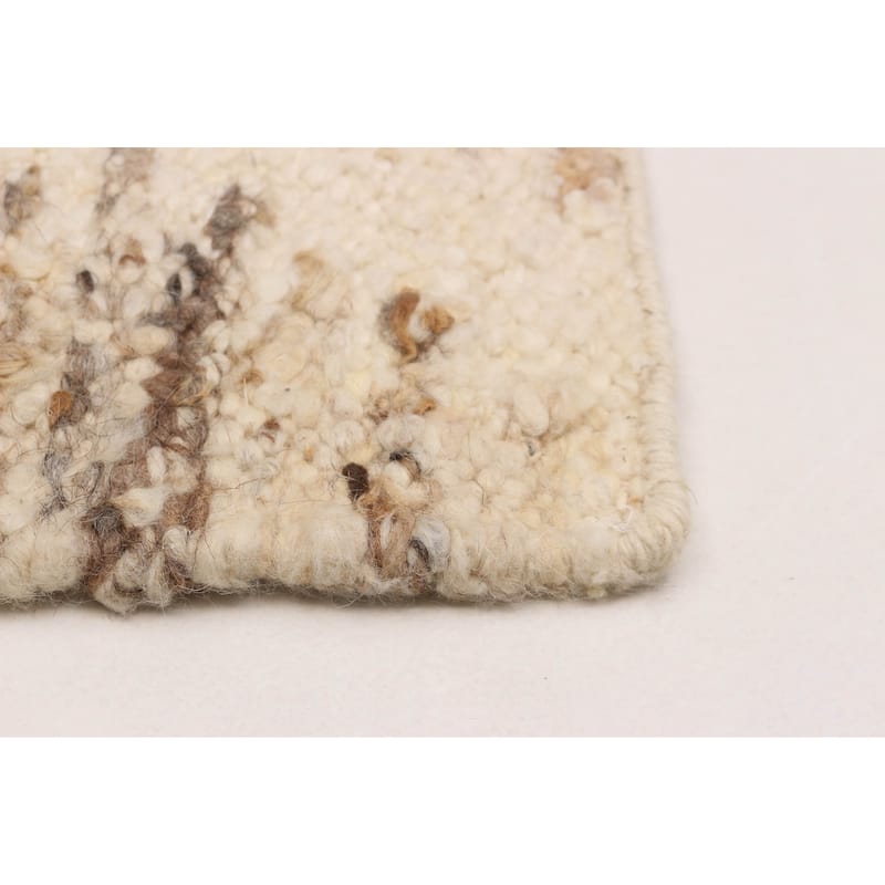 ECARPETGALLERY Flat-Weave Marrakech Cream Wool Kilim - 5'0 x 7'11