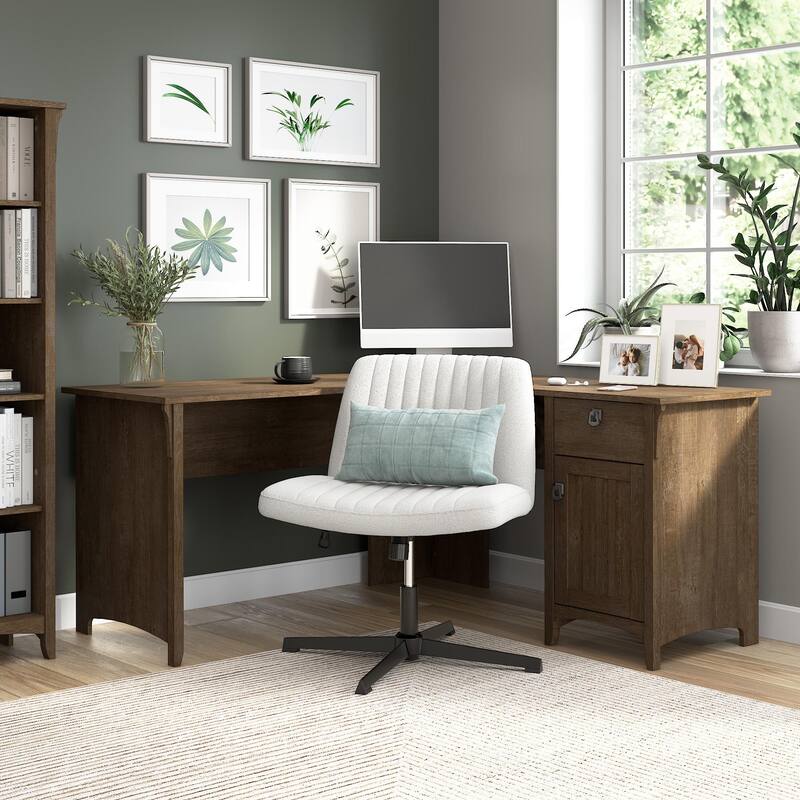 Bush Furniture Salinas 60W L Shaped Desk with Drawers and Storage