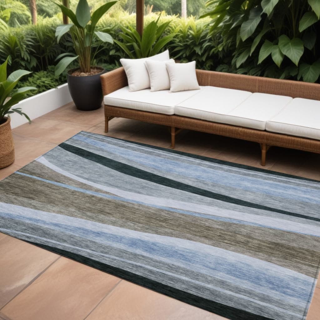 HomeRoots Abstract Transitional Rectangle Outdoor Rug
