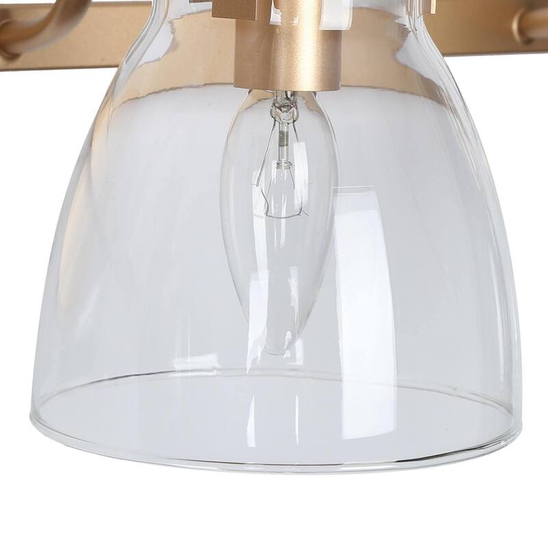 4-Light Mid-Century Modern Linear Gold Bathroom Vanity Light Glass Wall Sconces - 28.5" L x 9" W x 8" H