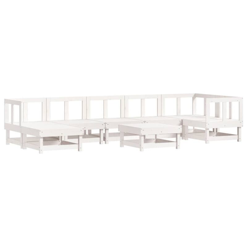 vidaXL 8 Piece Patio Lounge Set with Cushions Solid Wood - 24" x 23.8" x 24.4"