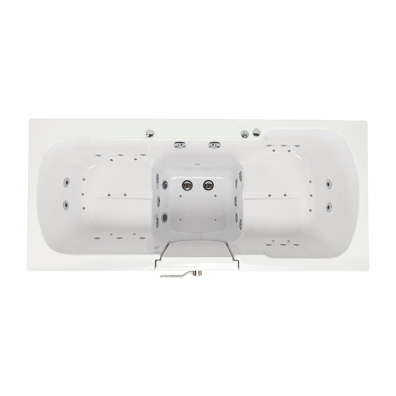 Ella Big4Two 36"x80" Hydro&Air&Foot Massage Acrylic Two Seat Walk-In-Bathtub, Outward swing Door, No Faucet, 2" Dual Drain