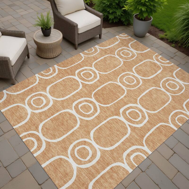 Machine Washable Indoor/ Outdoor Modern Vibe Chantille Rug - Rust - 5' x 7'6"