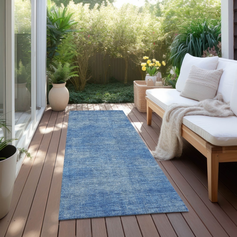Machine Washable Indoor/ Outdoor Simple Solid Chantille Rug