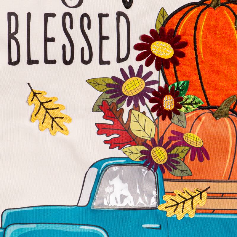 Thankful and Blessed Fall Truck Applique Garden Flag