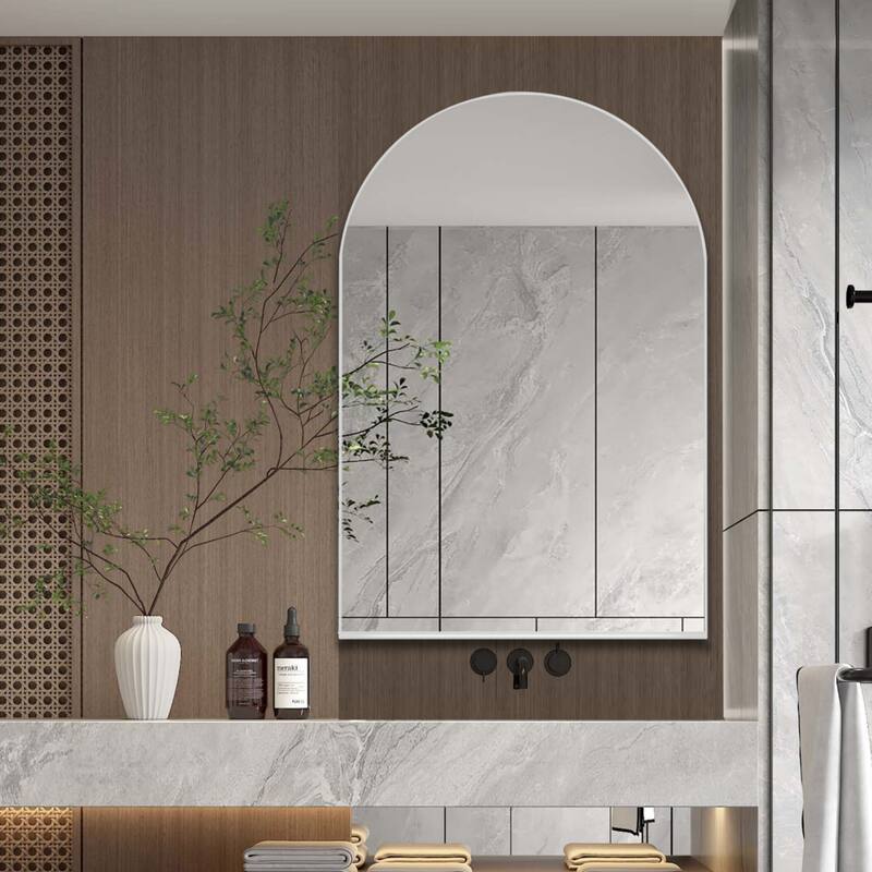 24x36 Inch Arched Bathroom Medicine Cabinet with Mirror, Metal Framed Recessed Wall Cabinet with Mirror
