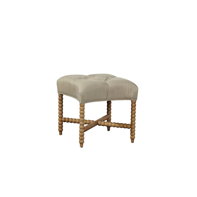 Tufted Linen Stool