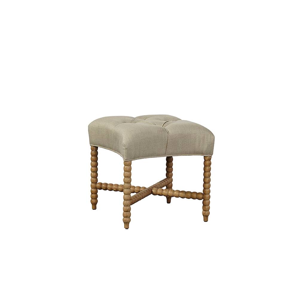 Tufted Linen Stool