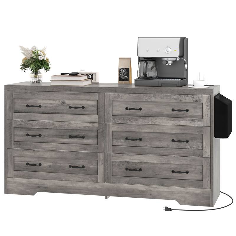 Moasis 6-Drawer 7-Drawer Double Dresser with Power Outlet and Organizer Bag